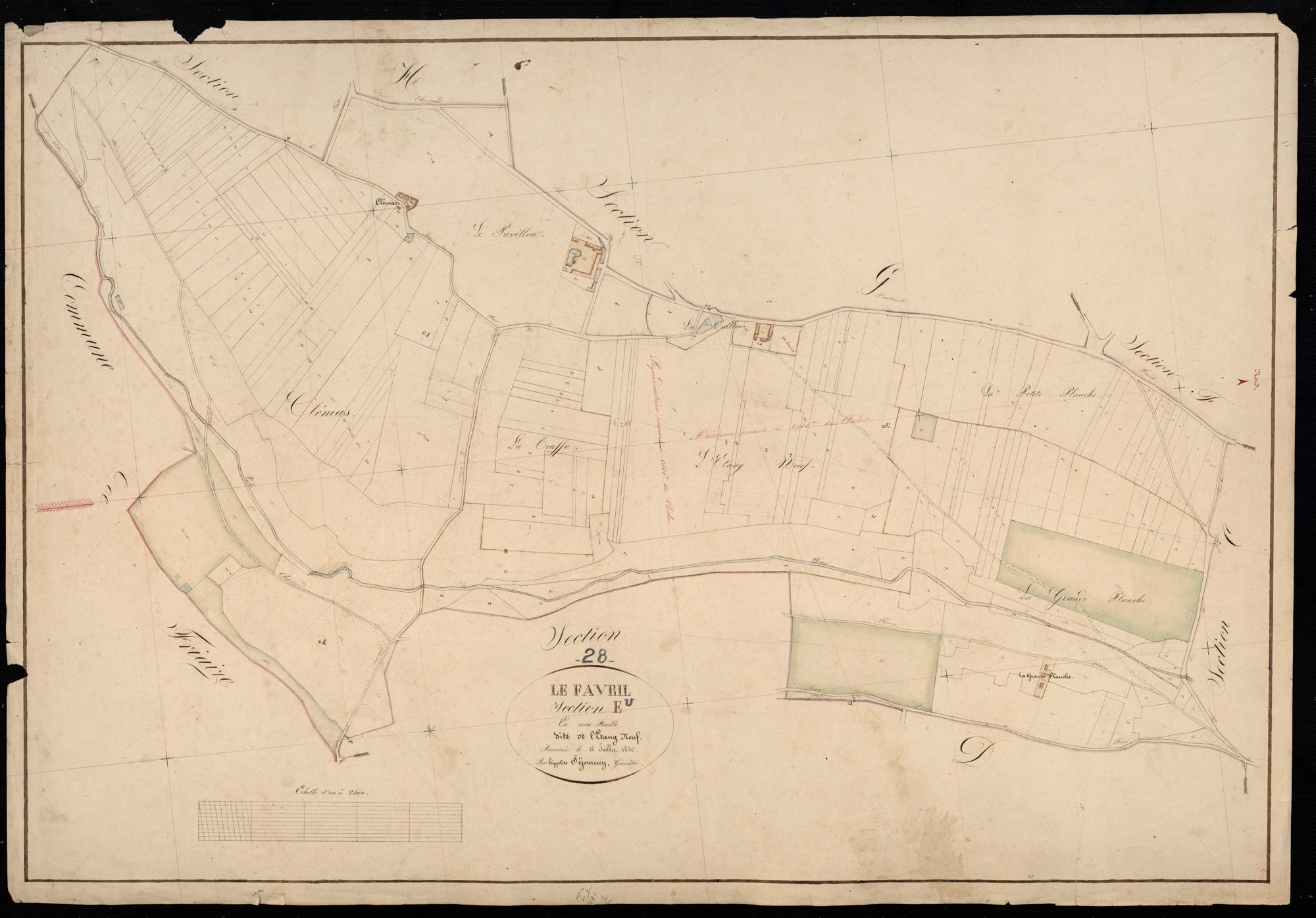 Section E, l'Etang Neuf, en une feuille / Terminée par Monsieur Séjourney, Géomètre secondaire.