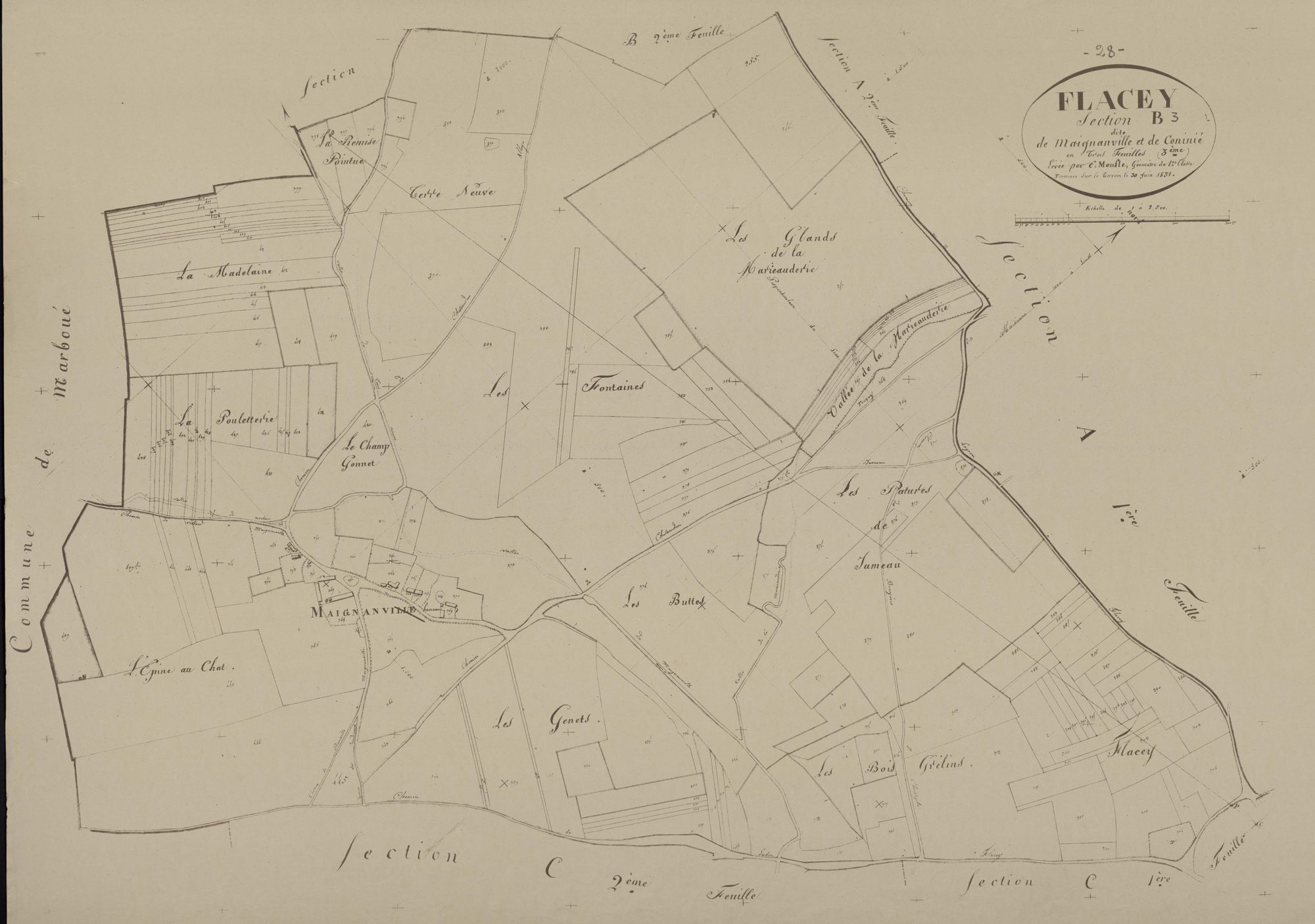 Section B, Maignanville et Coninié, feuille 3.