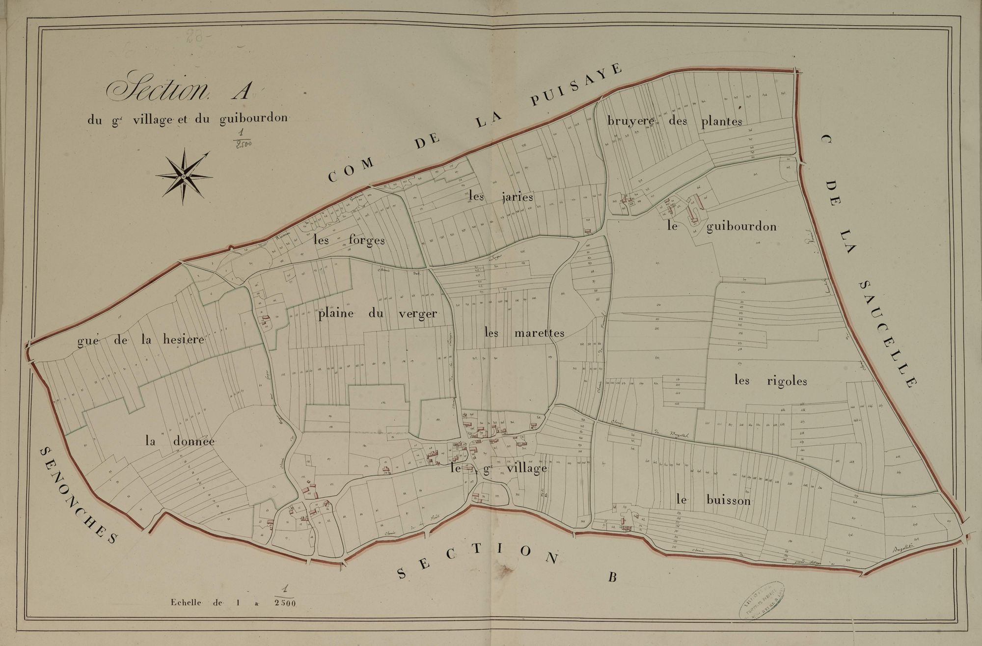 Section A, le Grand Village et le Guibourdon, en une feuille.