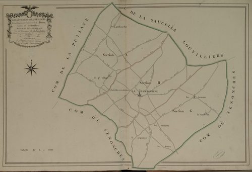 Tableau d'assemblage du plan parcellaire de la commune de la Framboisière, Canton de Senonches, Arrondissement de Dreux / Terminé sur le terrain le 15 juin 1812 (...) par Monsieur Chabin, Géomètre du cadastre.