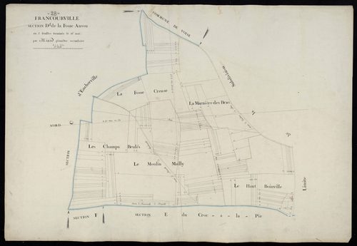 Section D, la Fosse Ansou, feuille 1 / Terminée sur le terrain par Monsieur Miard, Géomètre secondaire.