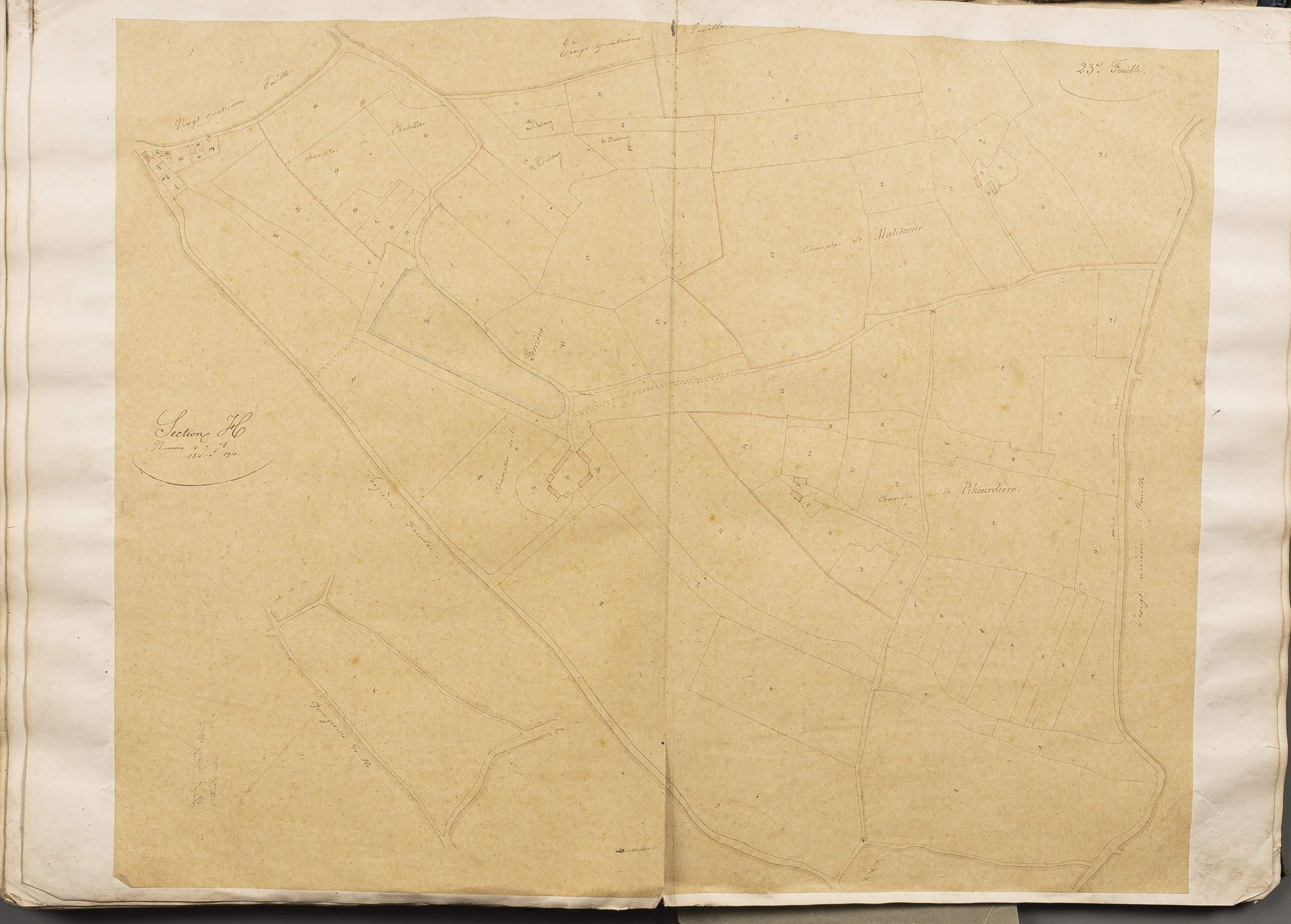 Section H, numéros 1 à 78, 184 à 194, 23ème feuille.