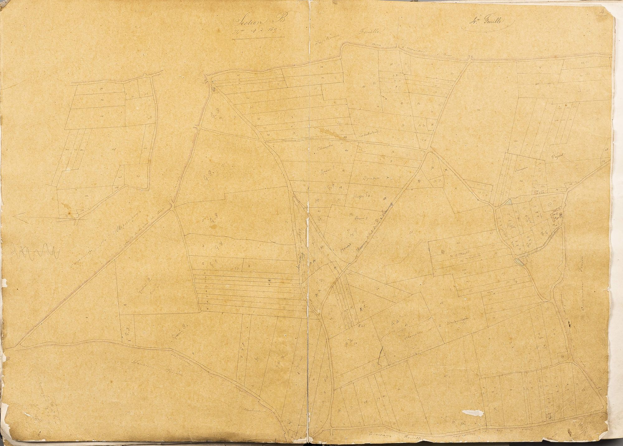 Section B, numéros 1 à 169, 4ème feuille.