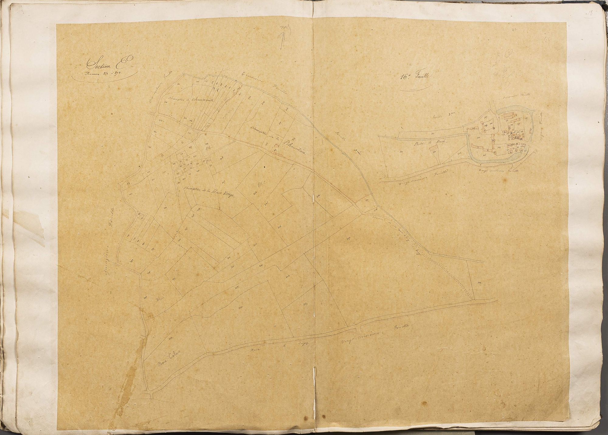 Section E, numéros 252 à 372, 16ème feuille.