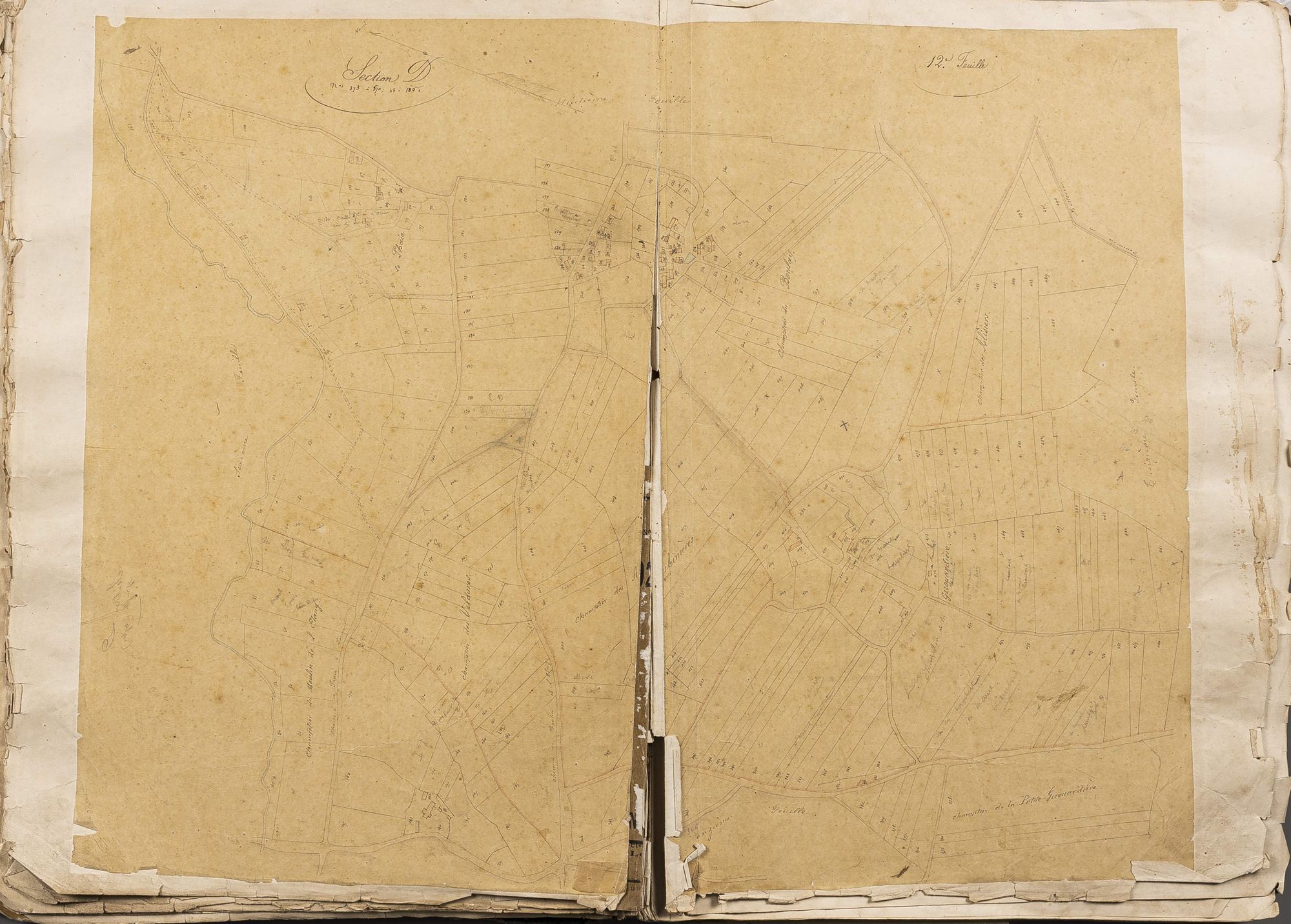 Section D, numéros 373 à 570, 48 à 185, 12ème feuille.