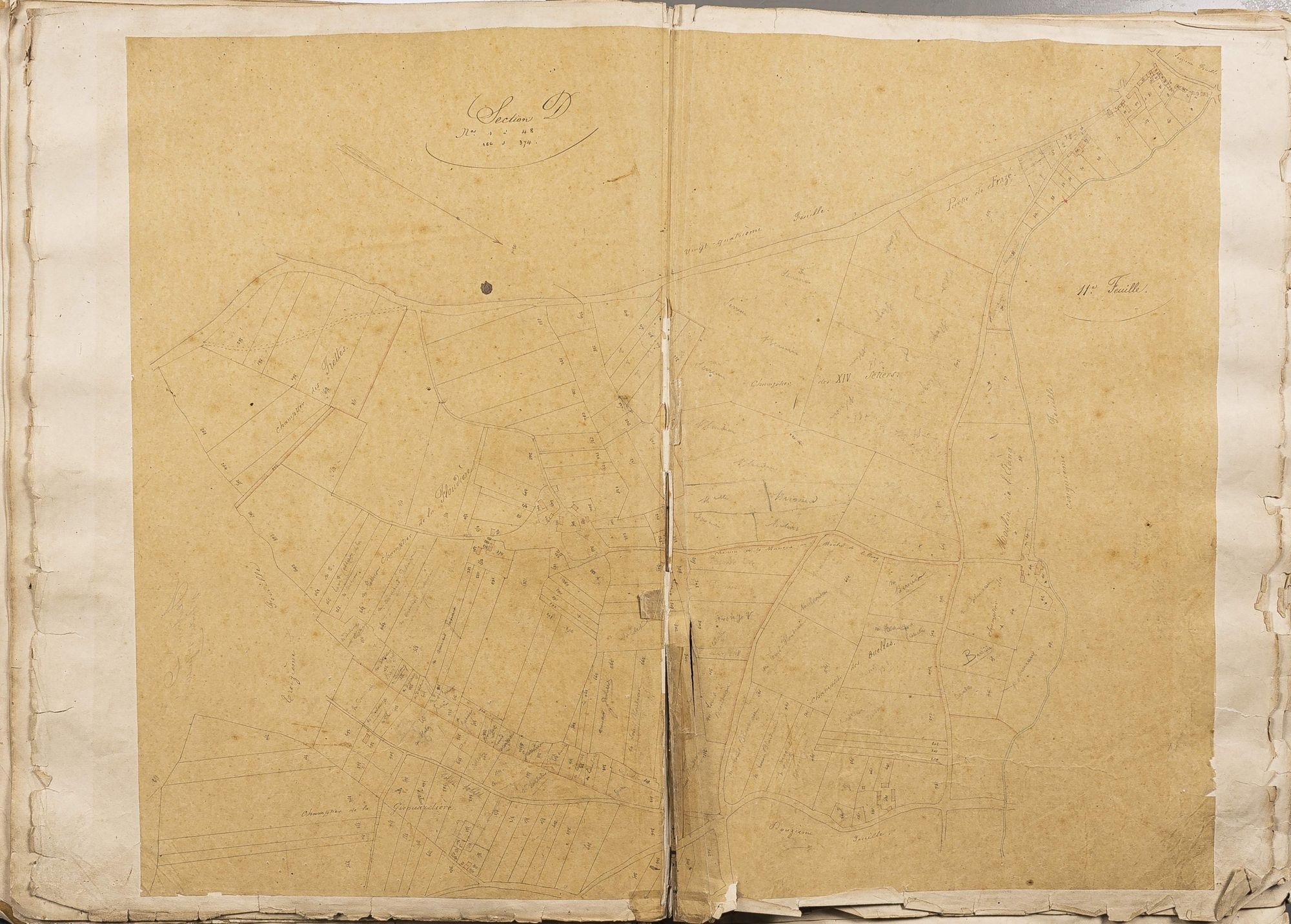Section D, numéros 1 à 48, 186 à 374, 11ème feuille.