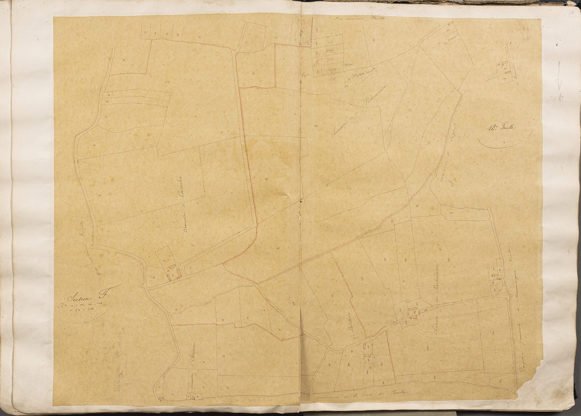 Section F, numéros 1 à 26, 160 à 164 et 170 à 211, 18ème feuille.