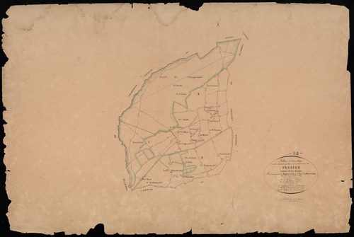 Tableau d'assemblage du plan cadastral parcellaire de la commune de Friaize, Canton de la Loupe, Arrondissement de Nogent-le-Rotrou / Terminé sur le terrain en 1832 par Monsieur Dufour, Géomètre de 1ère classe.