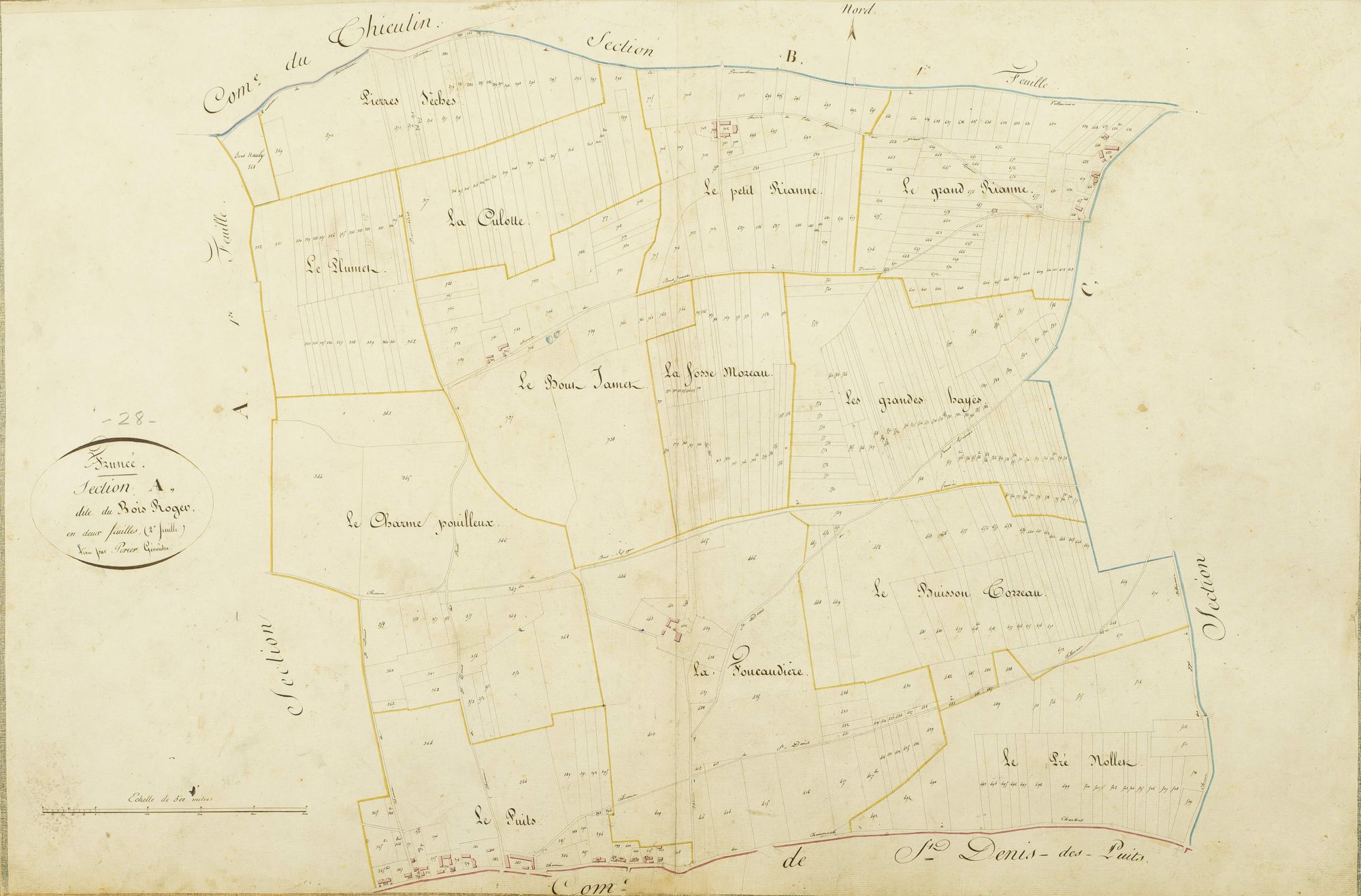 Section A, le Bois Roger, feuille 2 / Levée par Périer, géomètre.
