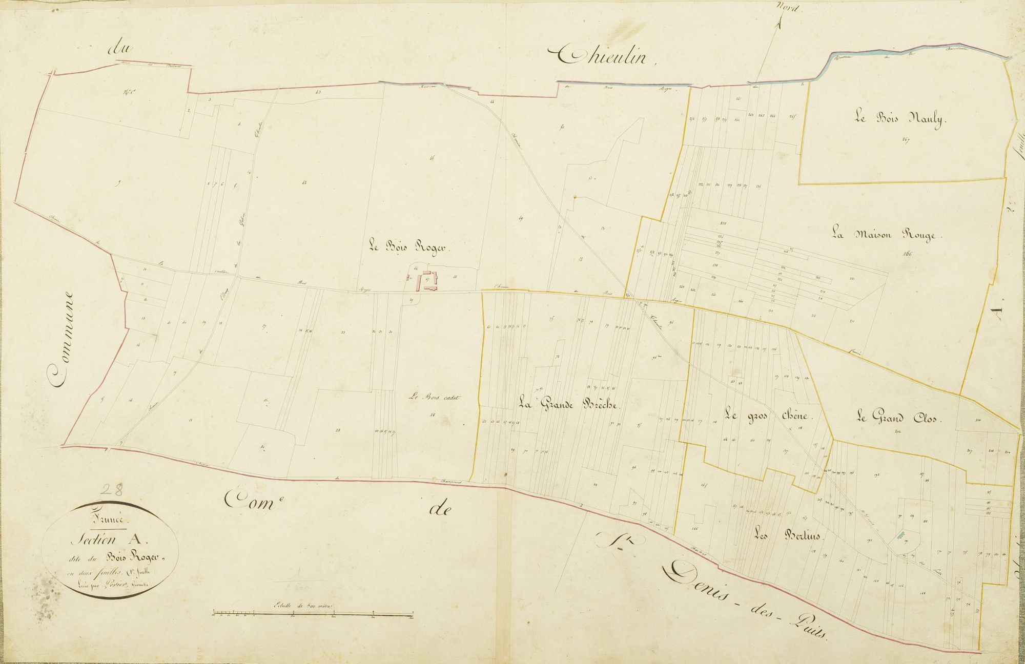 Section A, le Bois Roger, feuille 1 / Levée par Périer, géomètre.