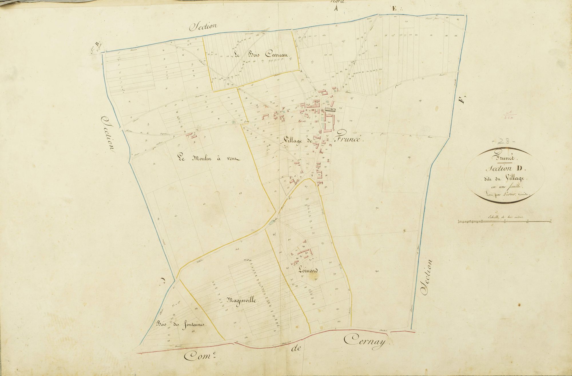 Section D, le Village, en une feuille / Levée par Périer, géomètre.