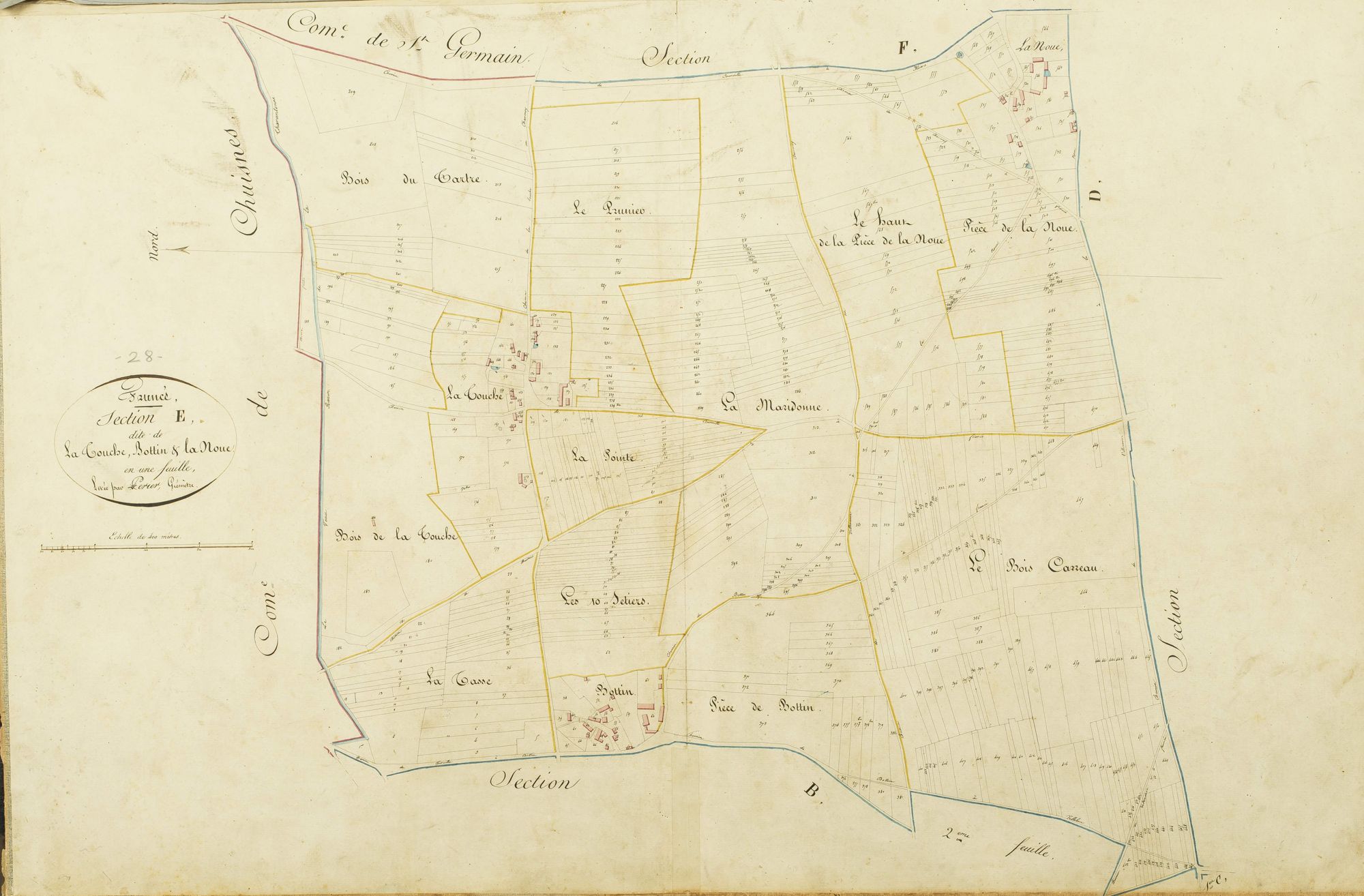 Section E, la Touche, Bottin et la Noue, en une feuille / Levée par Périer, géomètre.