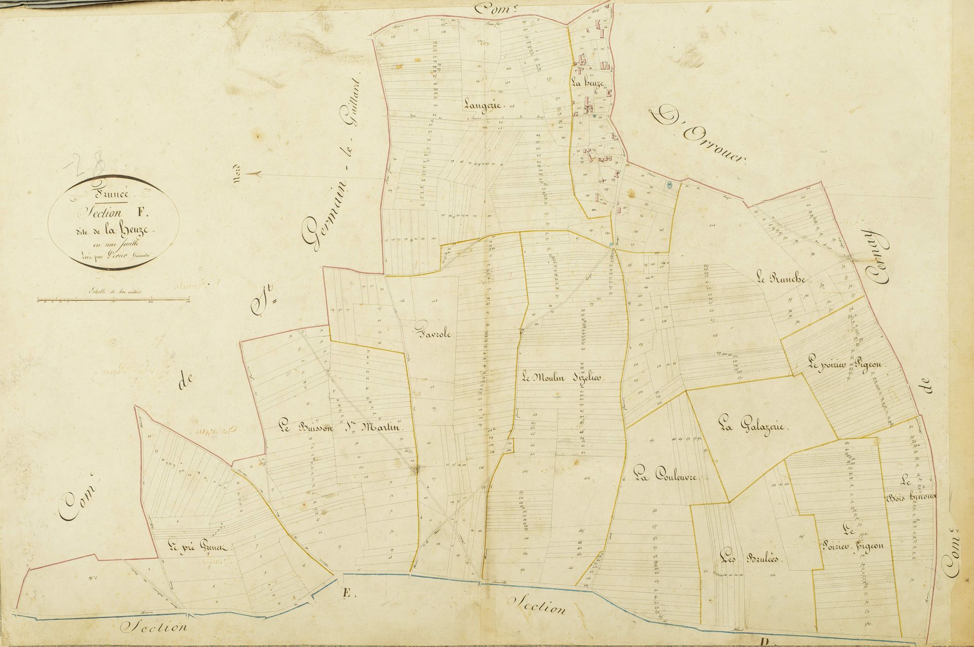 Section F, la Heuze, en une feuille / Levée par Périer, géomètre.