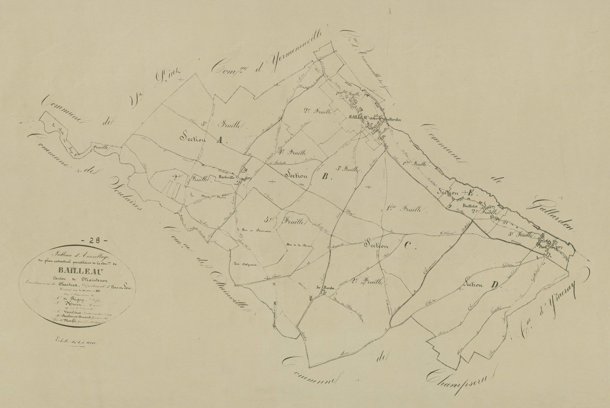 Tableau d'assemblage du plan parcellaire.