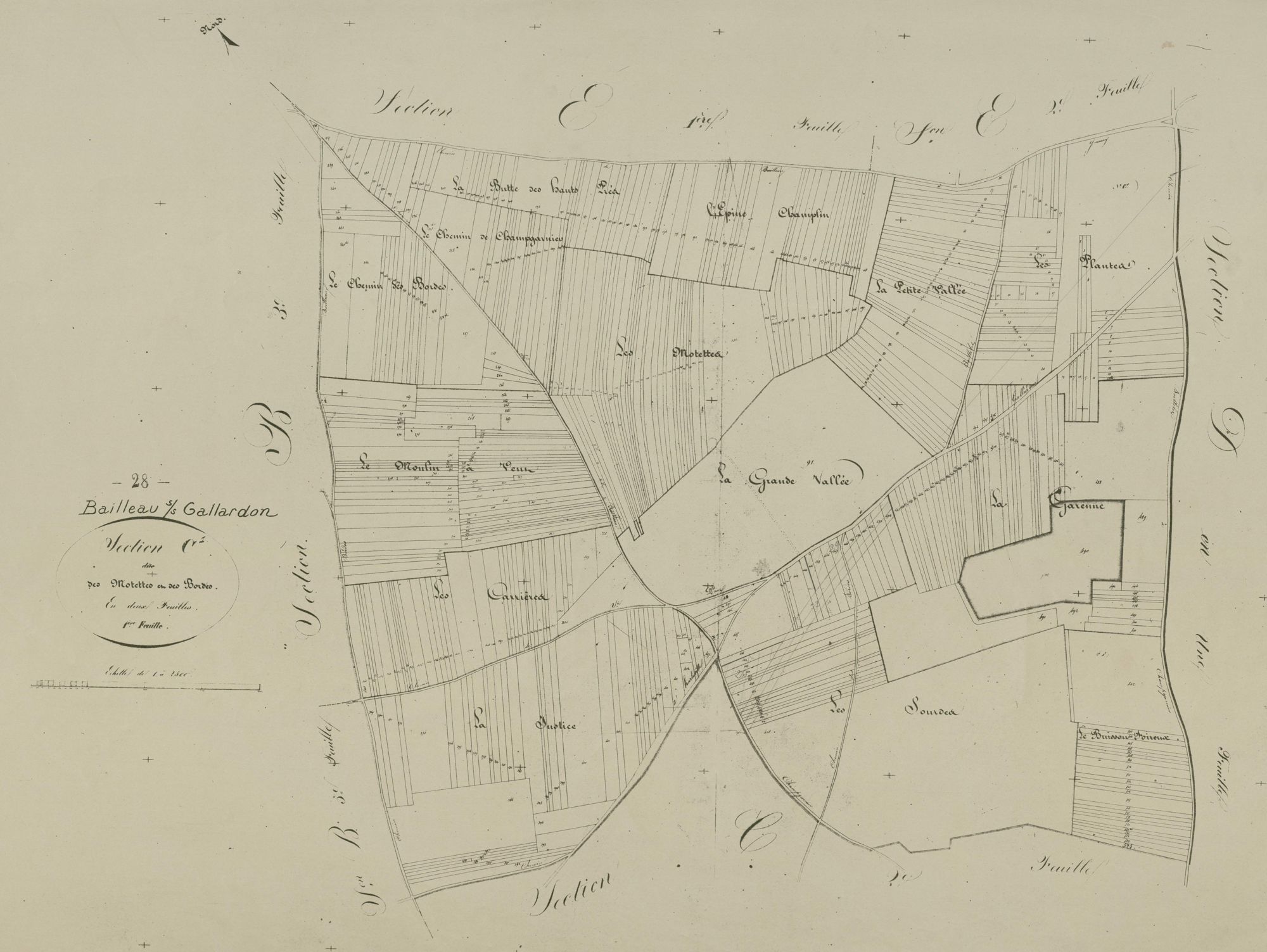 Section C, les Motettes et les Bordes, feuille 1.