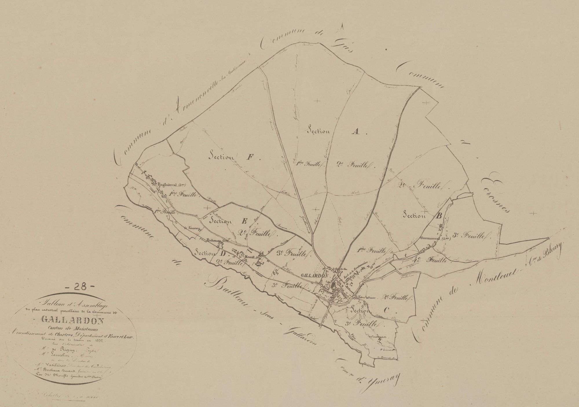 Tableau d'assemblage du plan parcellaire.