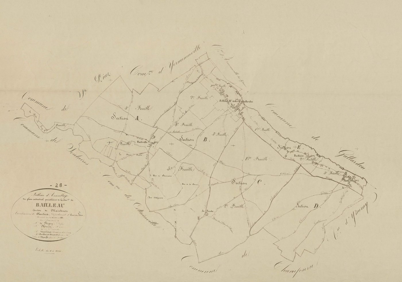 Tableau d'assemblage du plan parcellaire, 2ème exemplaire.