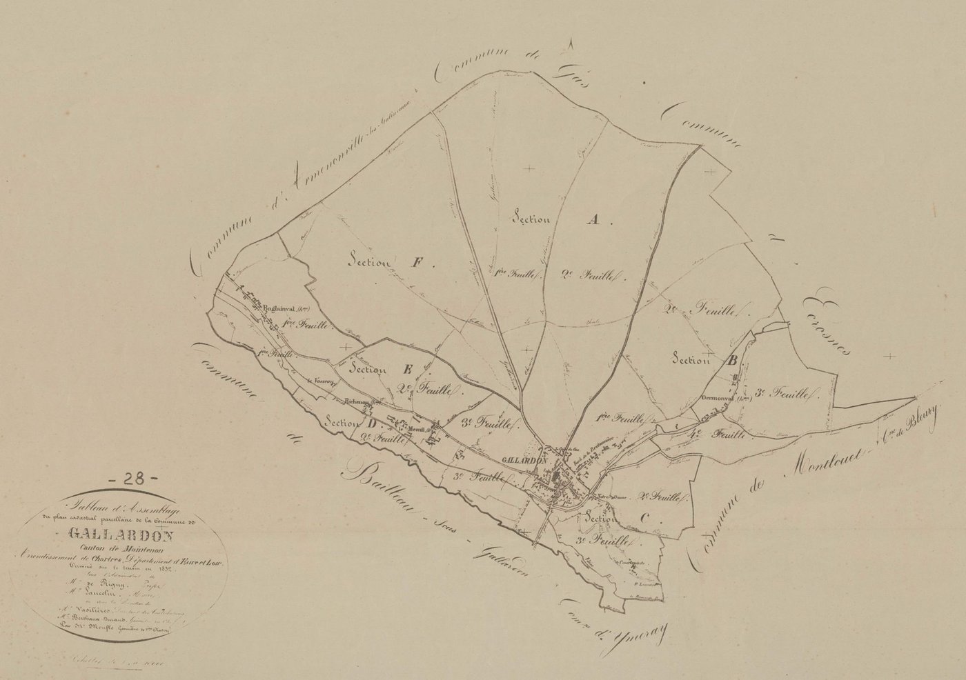 Tableau d'assemblage du plan parcellaire.