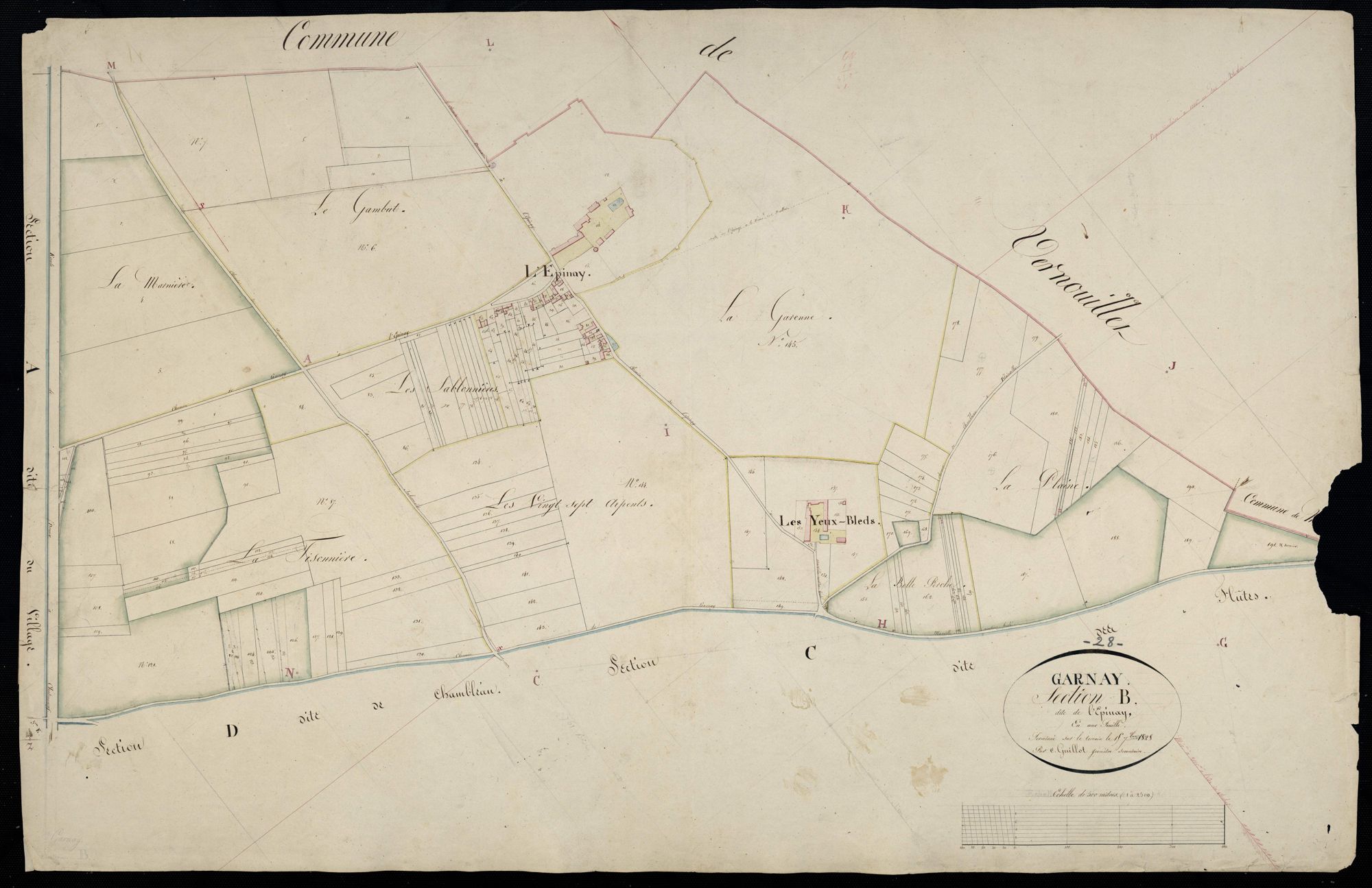 Section B, l'Epinay, en une feuille / Terminée sur le terrain par Monsieur Guillot, Géomètre secondaire.