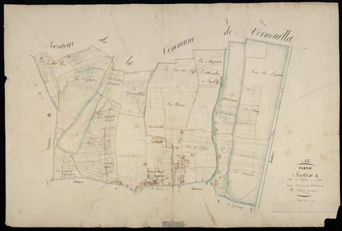 Section A, l'Eglise, en une feuille / Terminée sur le terrain par Monsieur Lelouatre, Géomètre du cadastre.