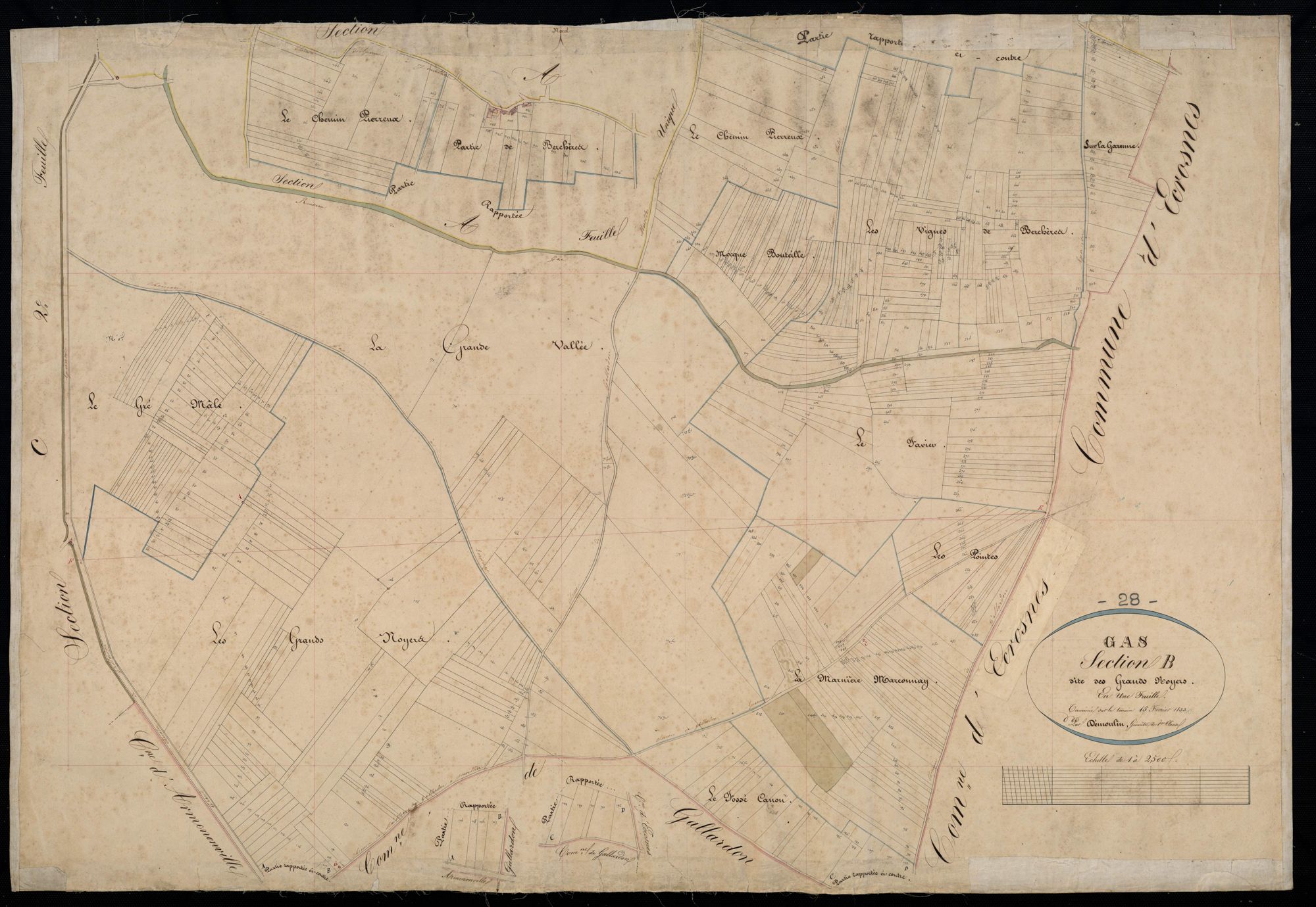 Section B, Les Grands Noyers, en une feuille.