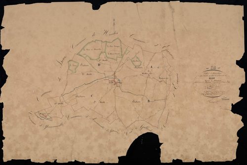 Tableau d'assemblage du plan cadastral parcellaire de la commune de Gas, Canton de Maintenon, Arrondissement de Chartres / Terminé sur le terrain en 1833 (...) par Monsieur Démoulin, Géomètre de 1ère classe.