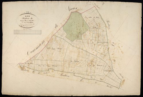 Section D, Bois de Morville, feuille 2 / Terminée sur le terrain par Monsieur Chauveau, Géomètre secondaire.