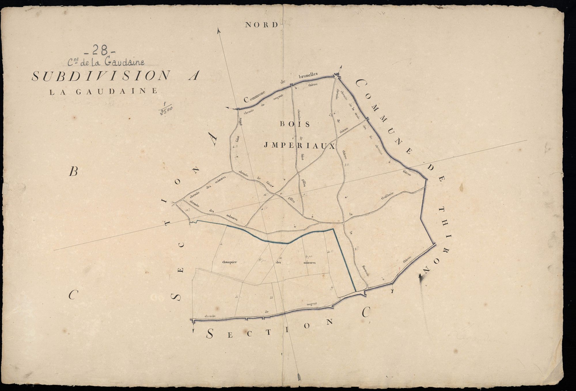 Subdivision de la section A, la Gaudaine.