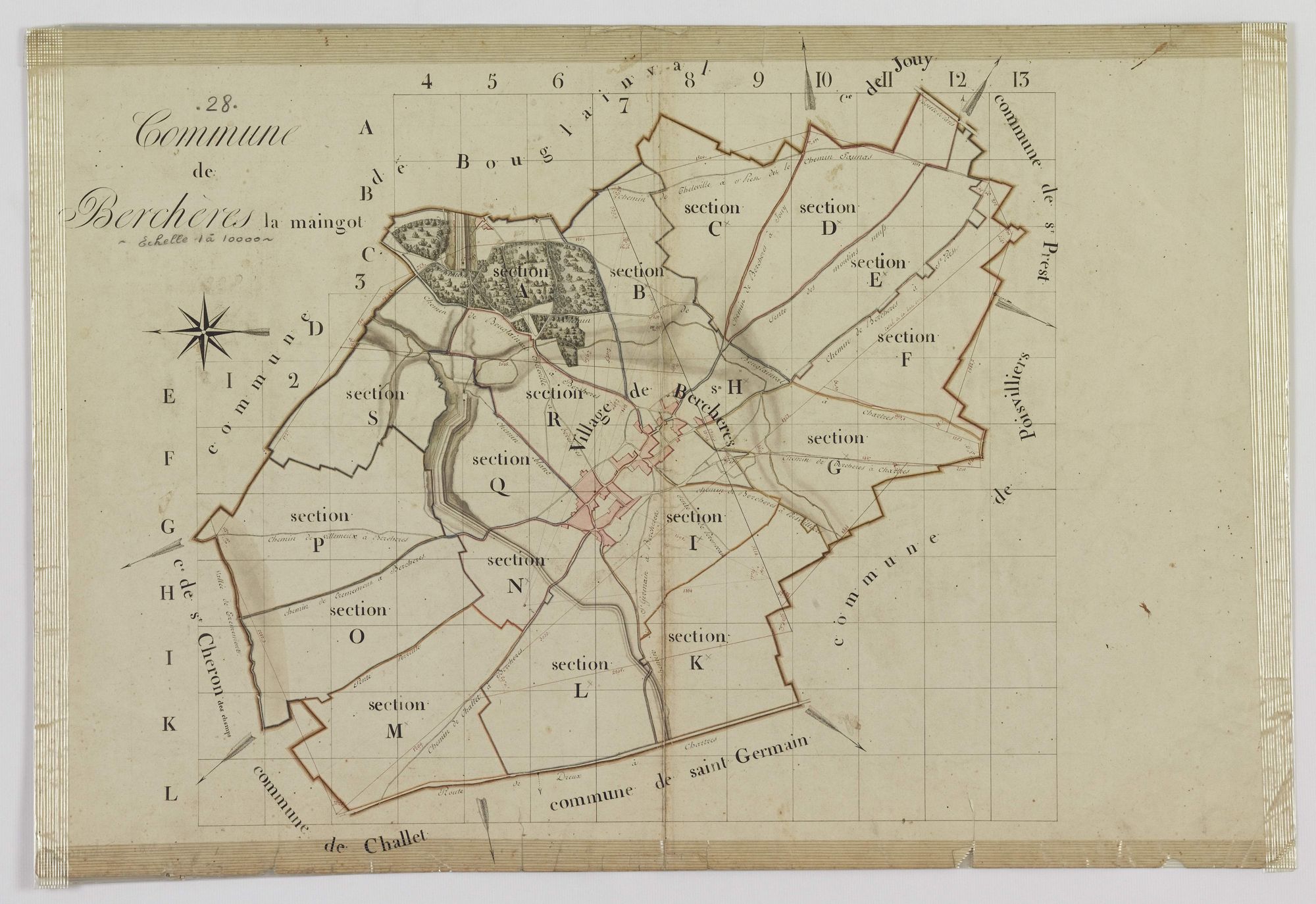 [Tableau d'assemblage du plan cadastral parcellaire de la] commune de Berchères-la-Maingot [Canton de Maintenon, Arrondissement de Chartres].