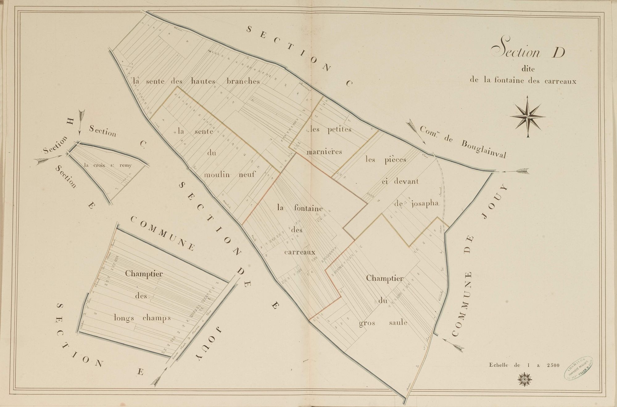 Section D, la Fontaine des Carreaux, en une feuille.