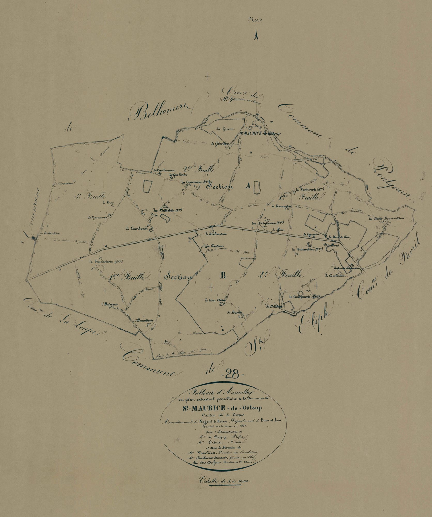 Tableau d'assemblage du plan parcellaire.