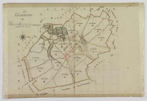 [Tableau d'assemblage du plan cadastral parcellaire de la] commune de Berchères-la-Maingot [Canton de Maintenon, Arrondissement de Chartres].