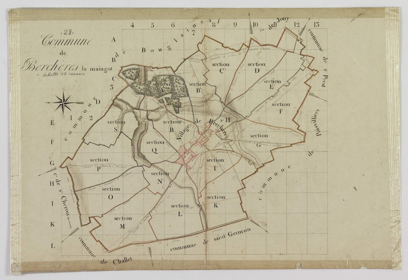 [Tableau d'assemblage du plan cadastral parcellaire de la] commune de Berchères-la-Maingot [Canton de Maintenon, Arrondissement de Chartres].