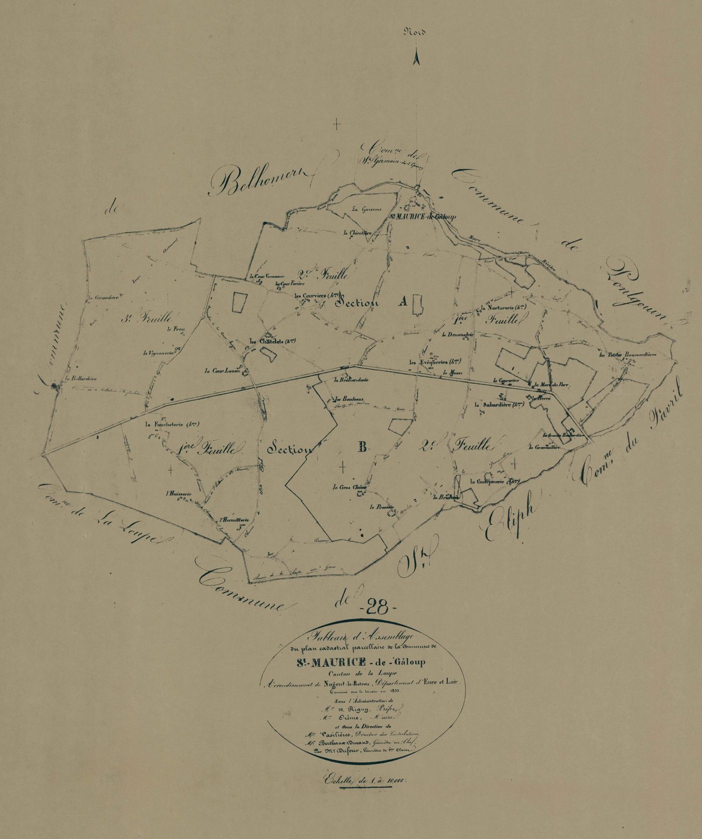 Tableau d'assemblage du plan parcellaire.