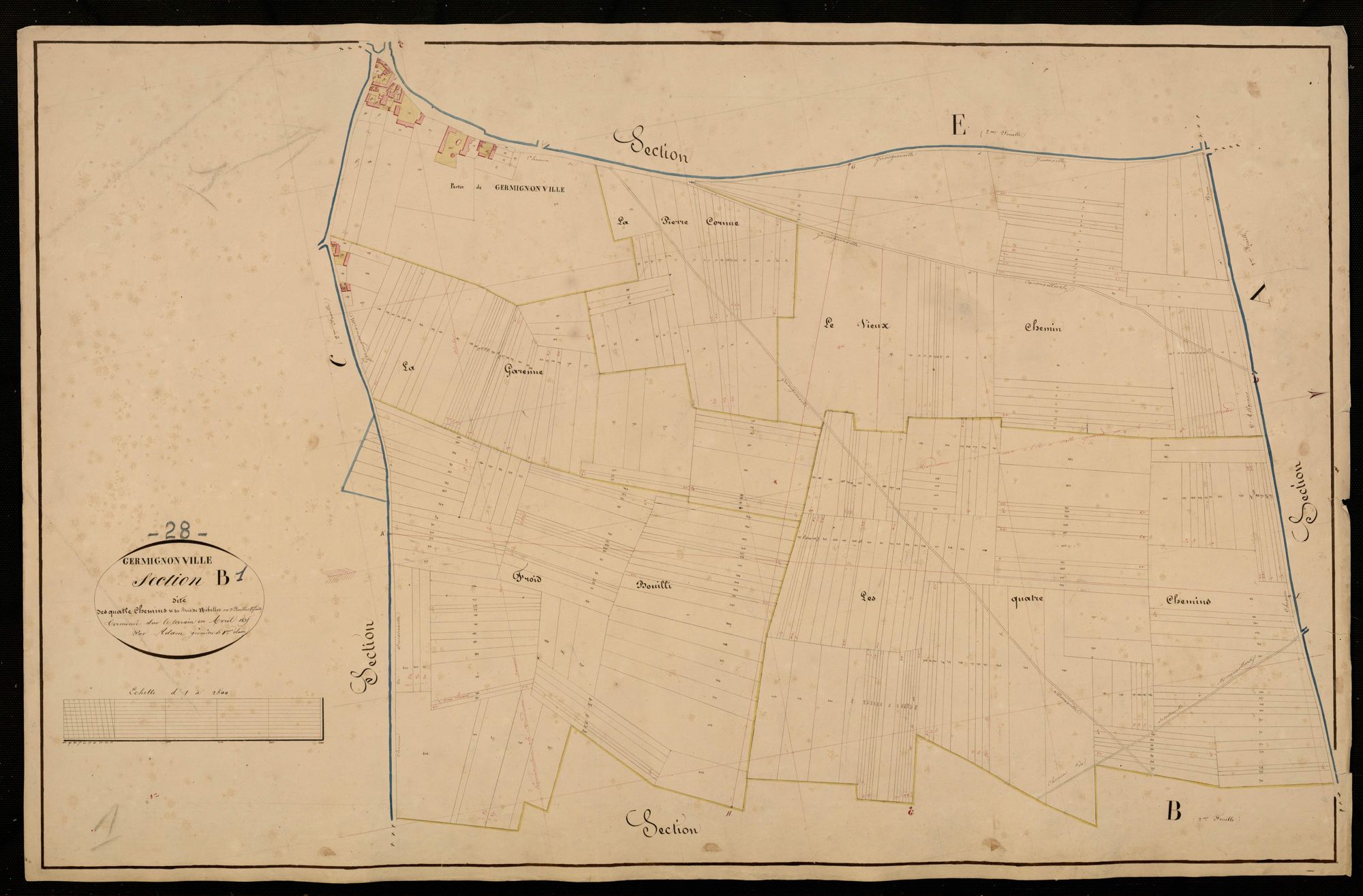 Section B, les Quatre Chemins et le Bois de Nibelles, feuille 1.