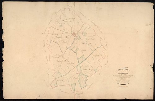 Tableau d'assemblage du plan cadastral parcellaire de la commune de Gommerville, Canton de Janville, Arrondissement de Chartres / Terminé sur le terrain en 1838 (...) par Monsieur Moufle, Géomètre de 1ère classe.