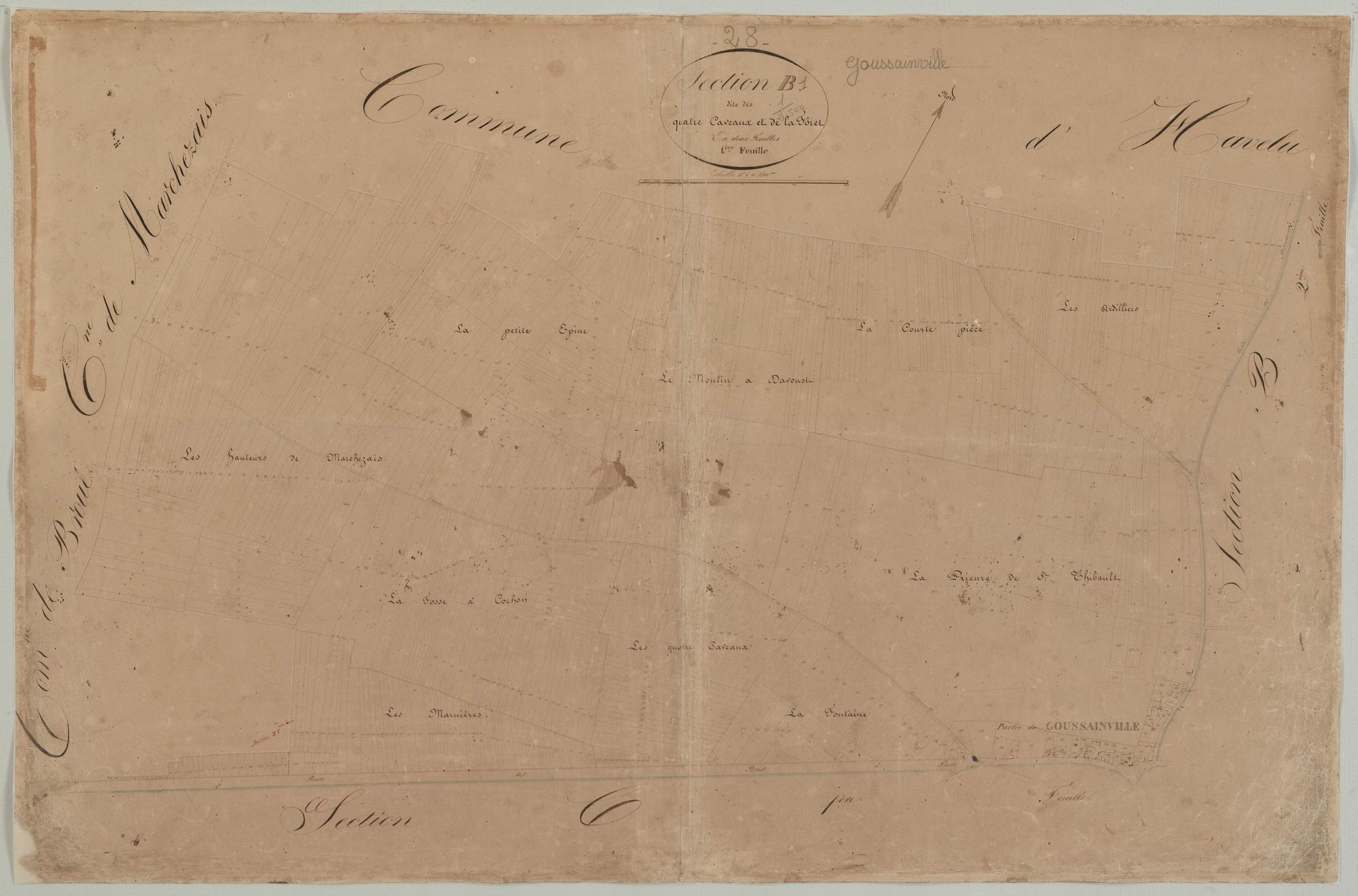 Section B, les Quatre Caveaux et la Forêt. feuille 1.