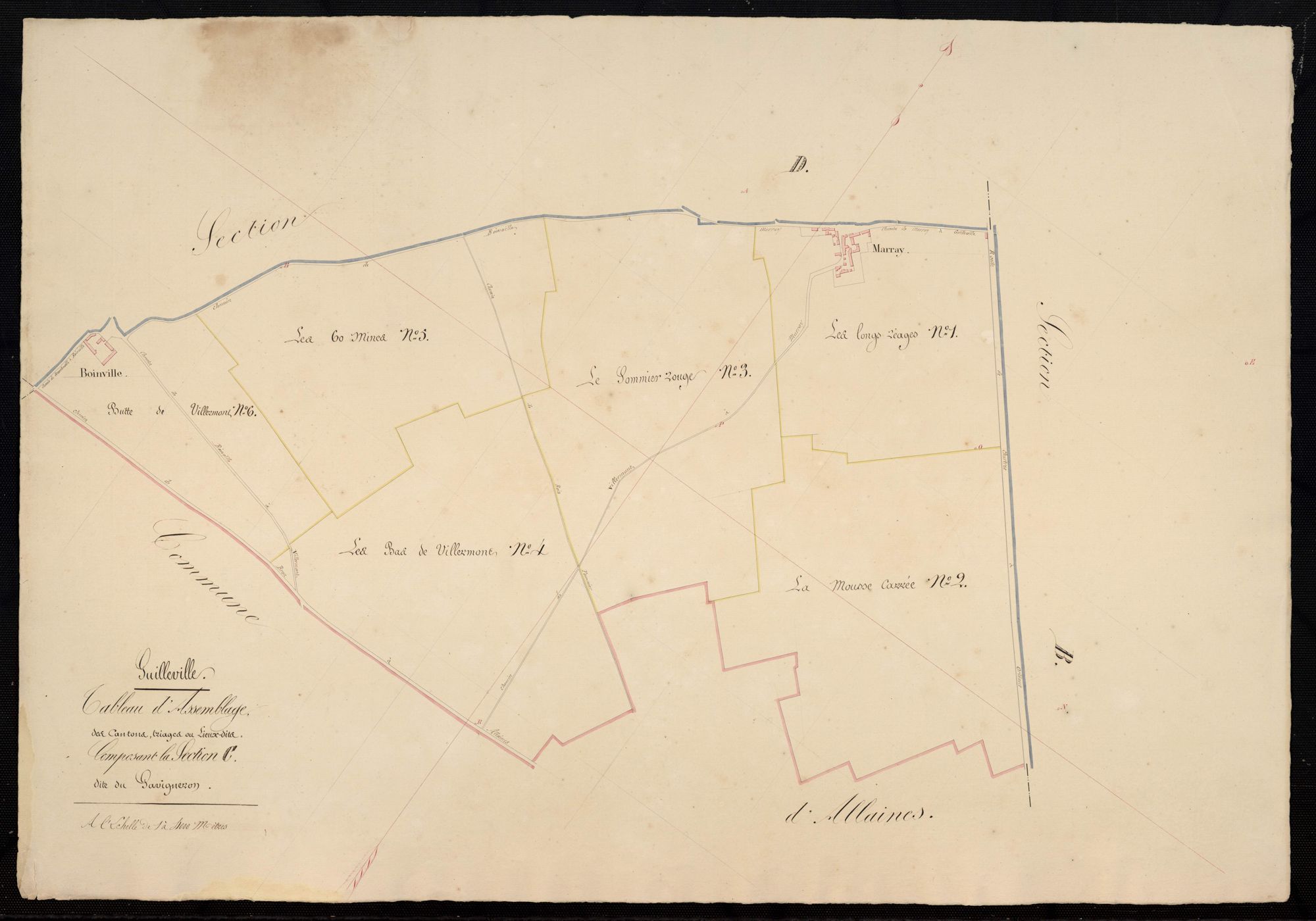 Tableau d'assemblage des cantons, triages ou lieux-dits composant la section C, le Gavigneron.