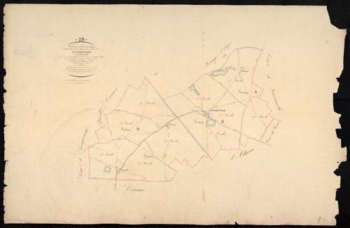 Tableau d'assemblage du plan cadastral parcellaire de la commune de Guilleville, Canton de Janville, Arrondissement de Chartres / Terminé sur le terrain en 1838 (...) par Monsieur Lesage, Géomètre de 1ère classe.