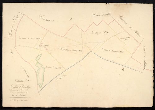 Tableau d'assemblage des cantons, triages ou lieux-dits composant la section A, Boissay.