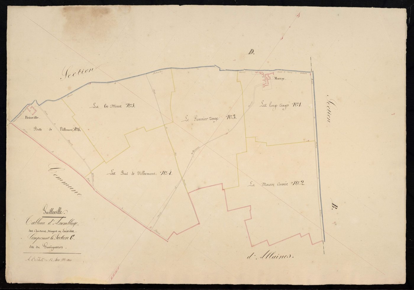 Tableau d'assemblage des cantons, triages ou lieux-dits composant la section C, le Gavigneron.