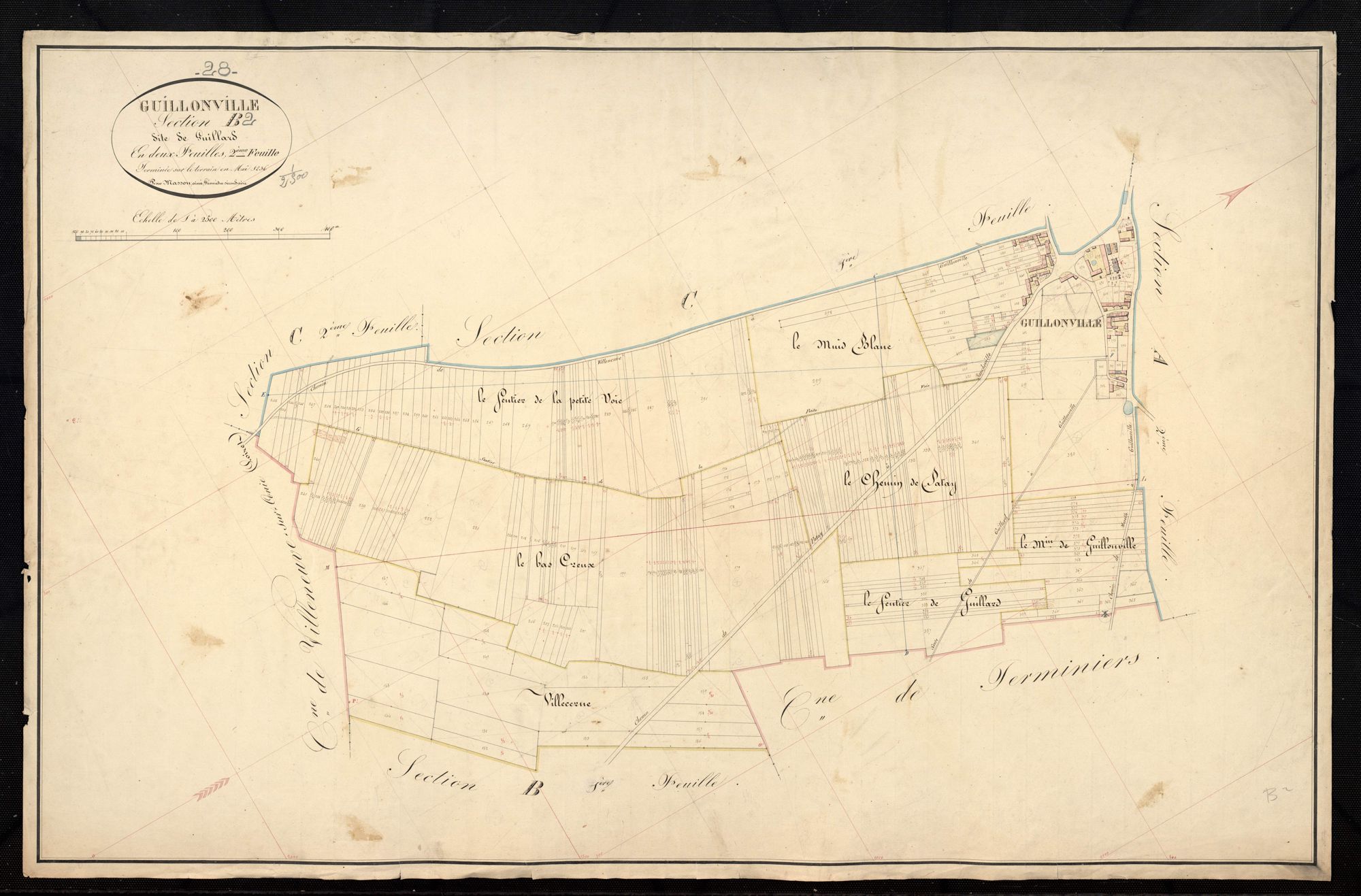 Section B, Guillard, feuille 2 / Terminée par Monsieur Masson, Géomètre secondaire.