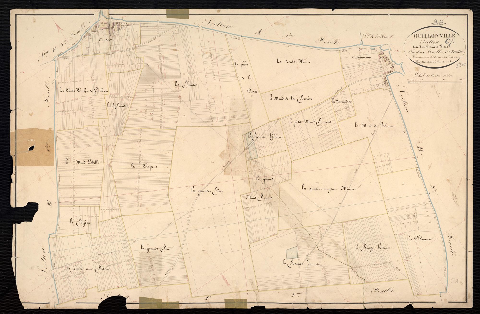 Section C, les Grandes Pièces, feuille 1 / Terminée par Monsieur Masson, Géomètre secondaire.