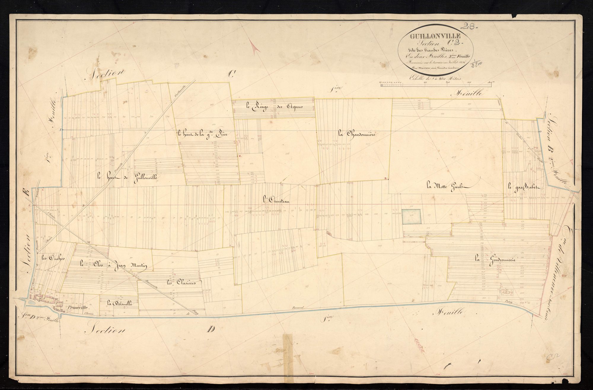 Section C, les Grandes Pièces, feuille 2 / Terminée par Monsieur Masson, Géomètre secondaire.