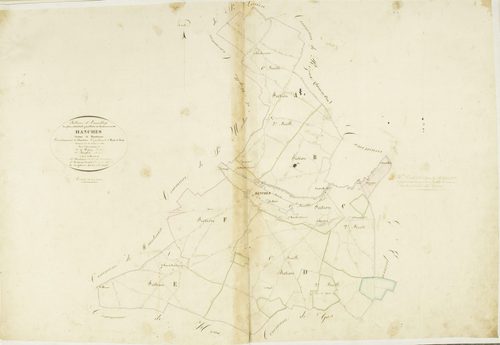 Tableau d'assemblage du plan cadastral parcellaire de la commune de Hanches, Canton de Maintenon, Arrondissement de Chartres / Terminé sur le terrain en 1832 (...) par M. Godinet, géomètre de 1ère classe.