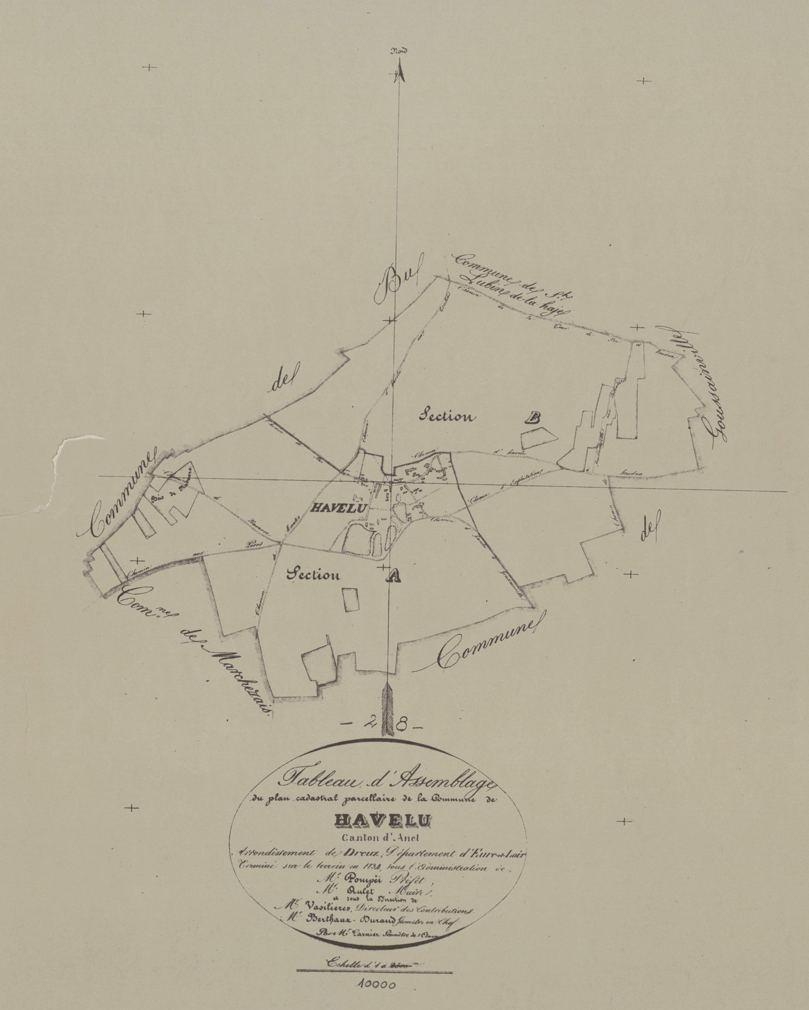 Tableau d'assemblage du plan parcellaire.