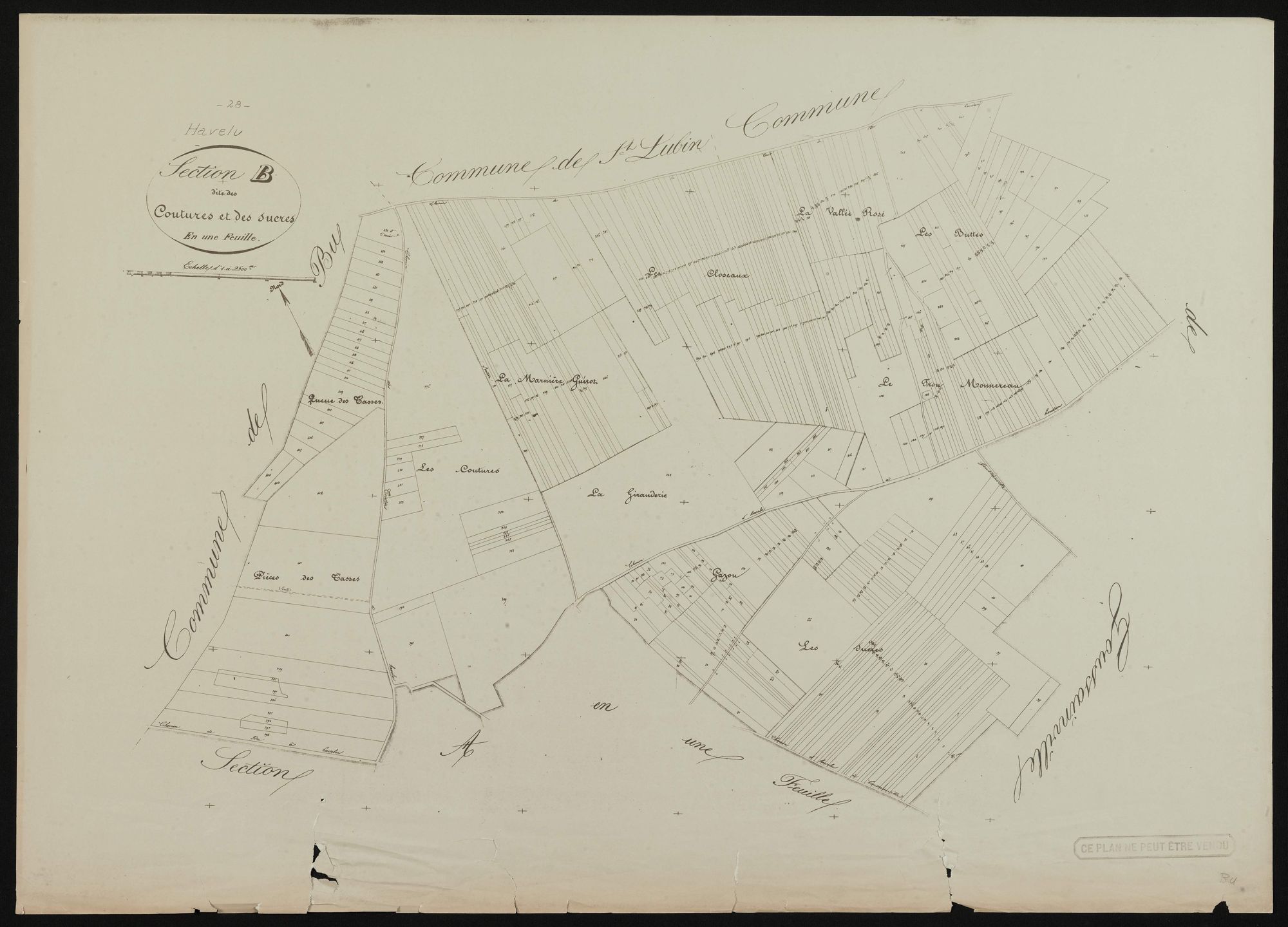 Section B, les Coutures et les Sucres, en une feuille.