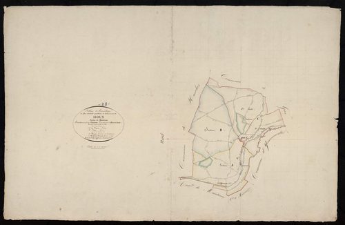 Tableau d'assemblage du plan cadastral parcellaire de la commune de Houx, Canton de Maintenon, Arrondissement de Chartres / Terminé sur le terrain en 1831 (...) par Messieurs Dufour et Godinet, Géomètres de 1ère classe.