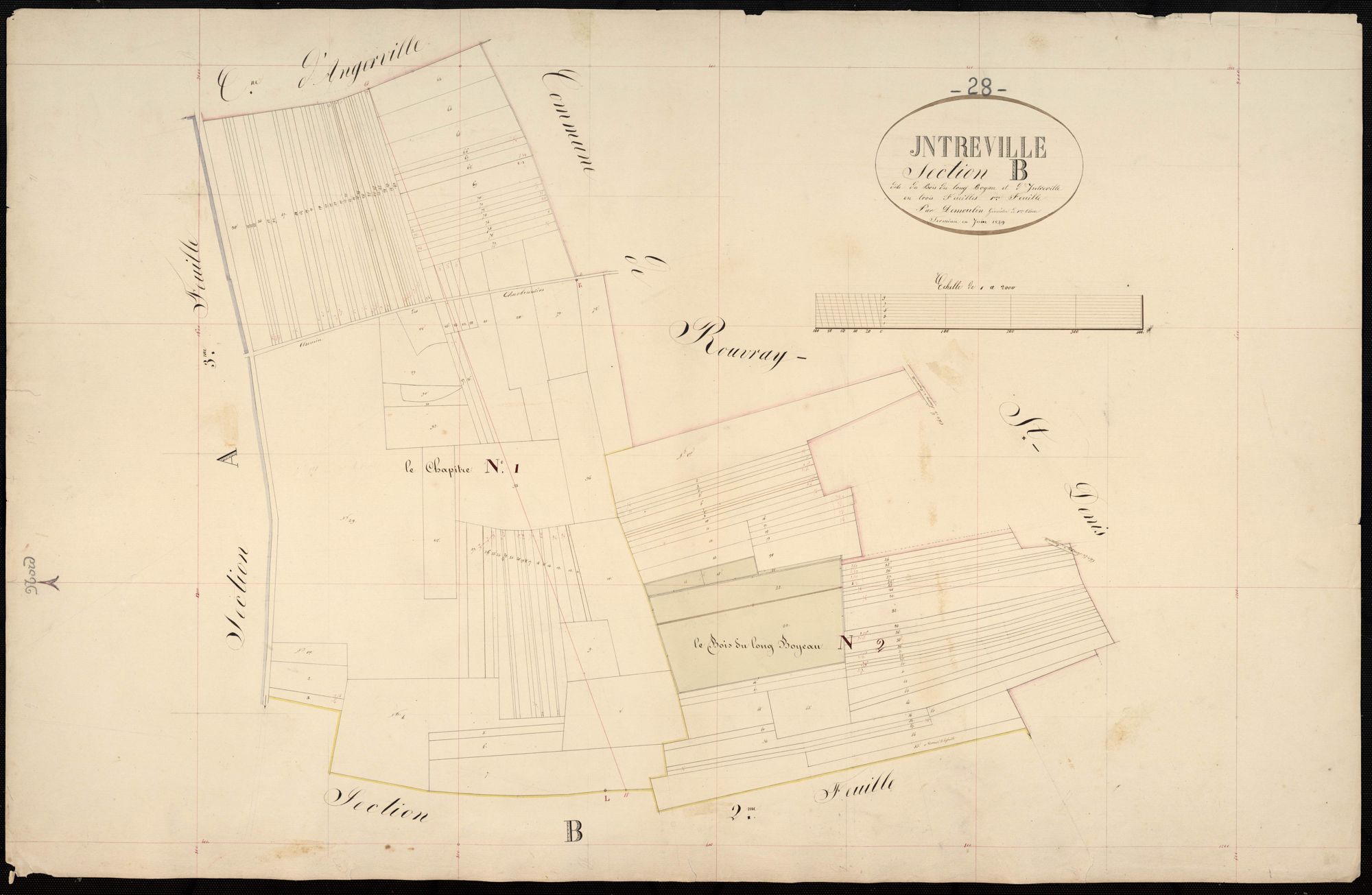 Section B, le Bois du Long Boyau et Intréville, feuille 1.