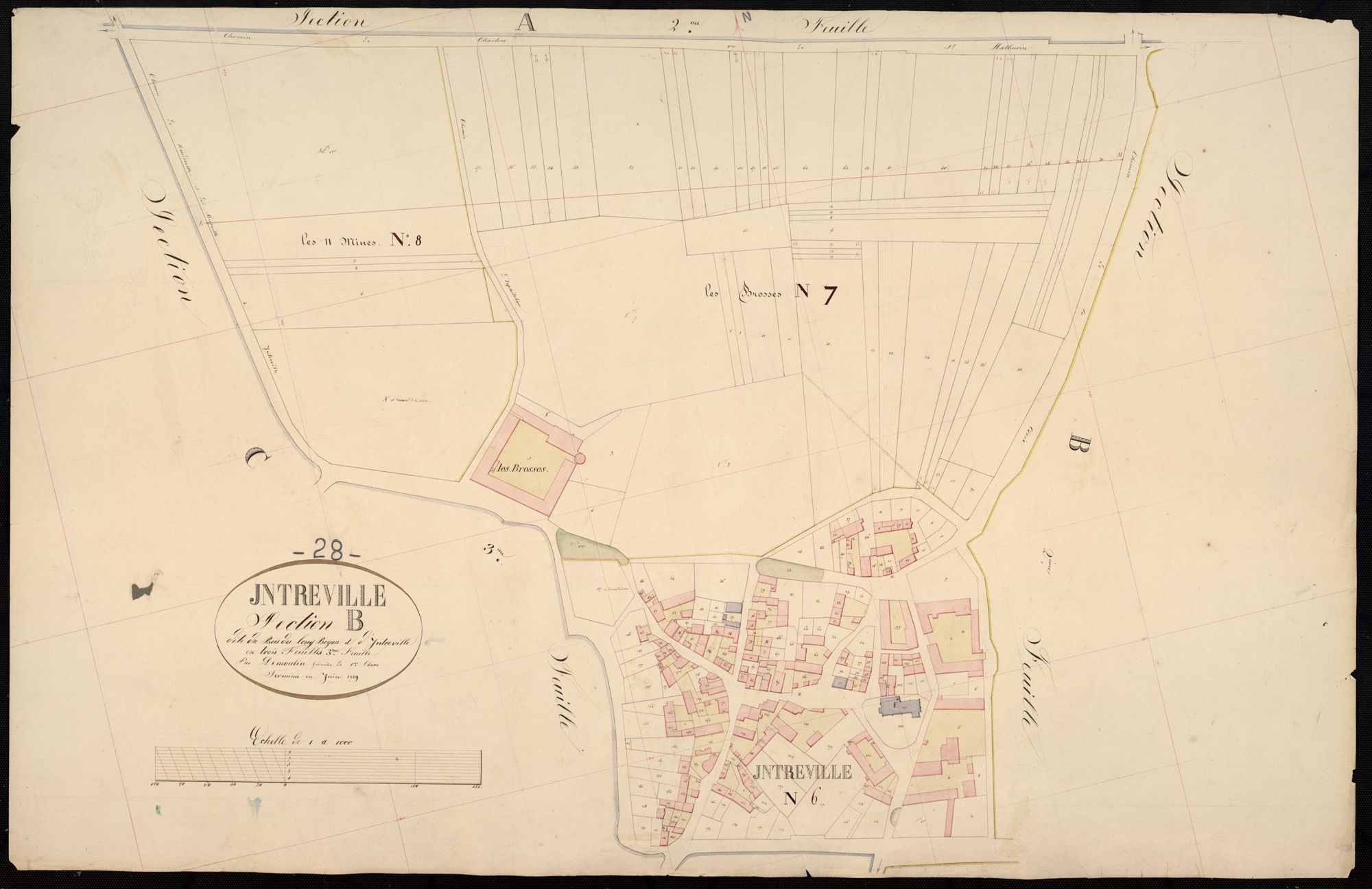 Section B, le Bois du Long Boyau et Intréville, feuille 3.